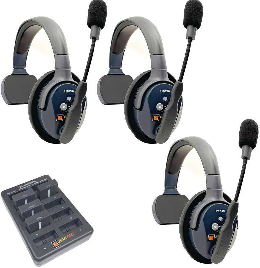 Eartec UltraLITE PRO16 3 x Single Headsets (2.4 GHz)