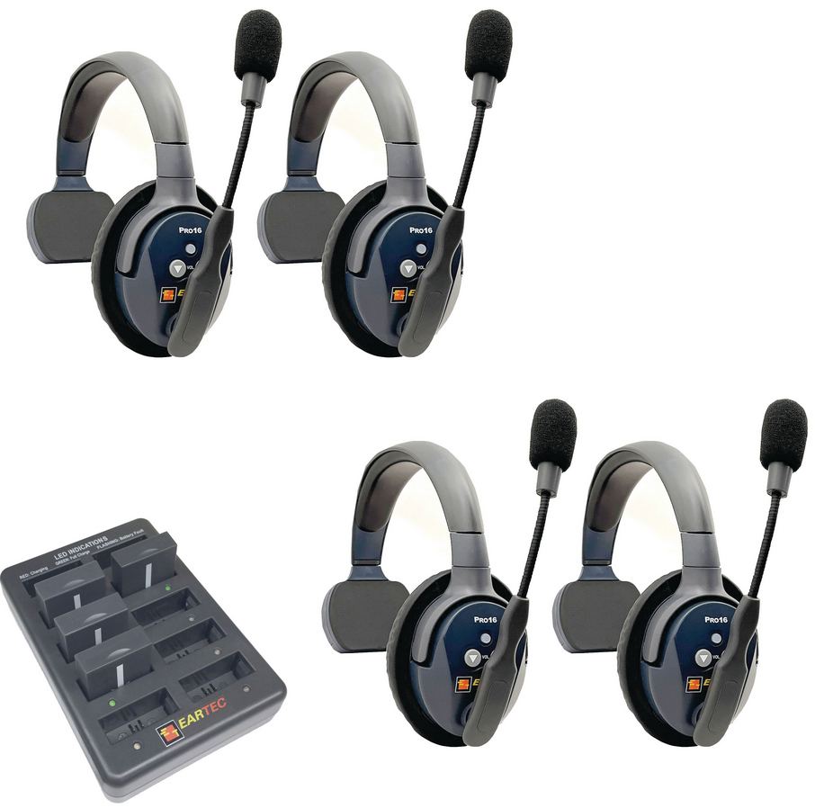 Eartec UltraLITE PRO16 4 x Single Headsets (2.4 GHz)