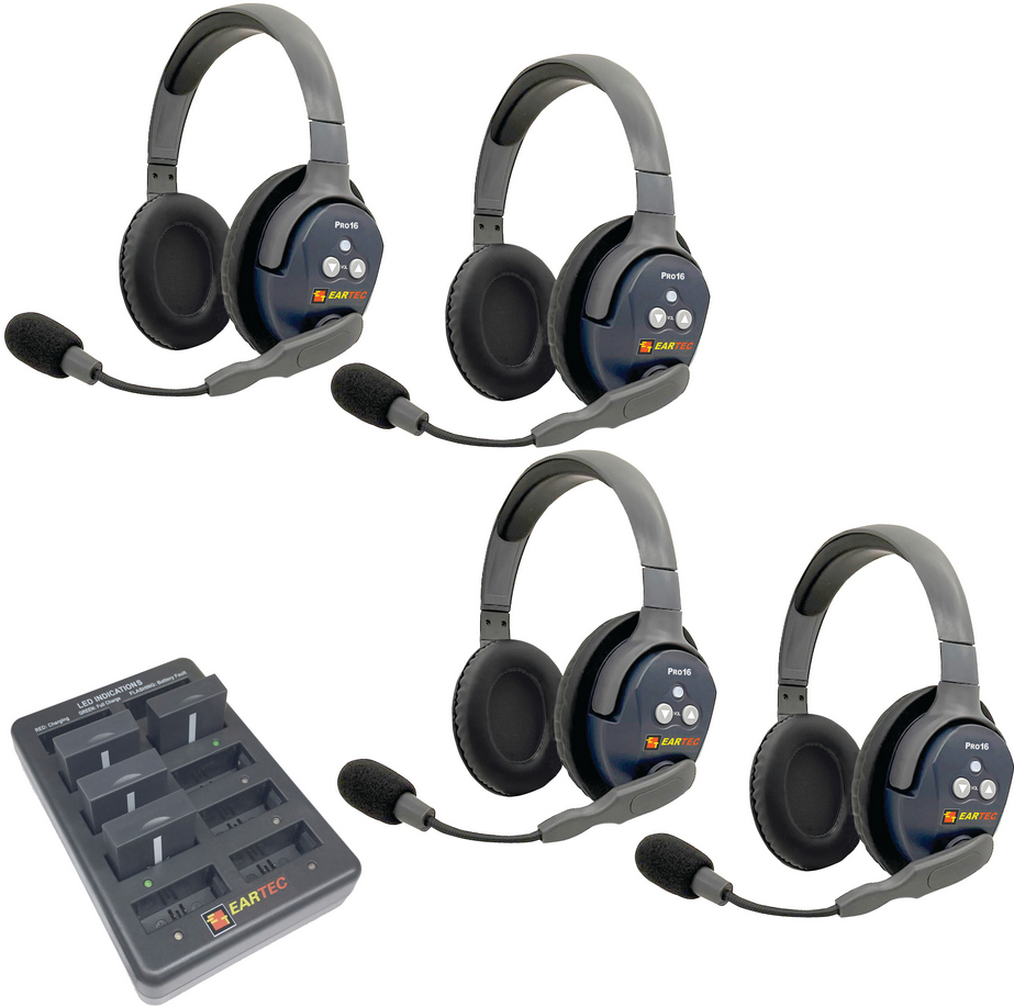 Eartec UltraLITE PRO16 4 x Double Headsets (2.4 GHz)