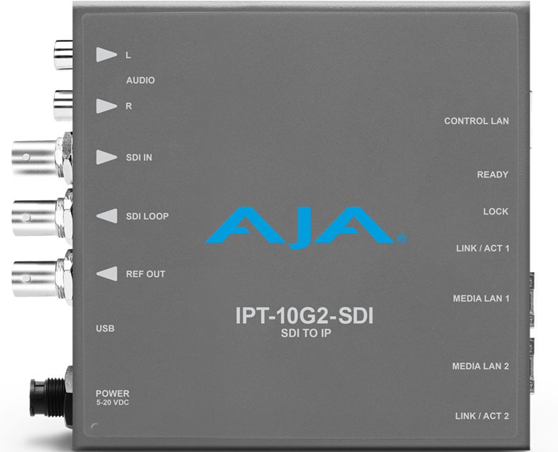 AJA IPT-10G2-SDI 3G-SDI - SMPTE ST 2110 video/audio encoder